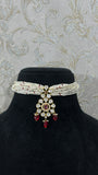 Ruby Mossanite Choker With Pearls